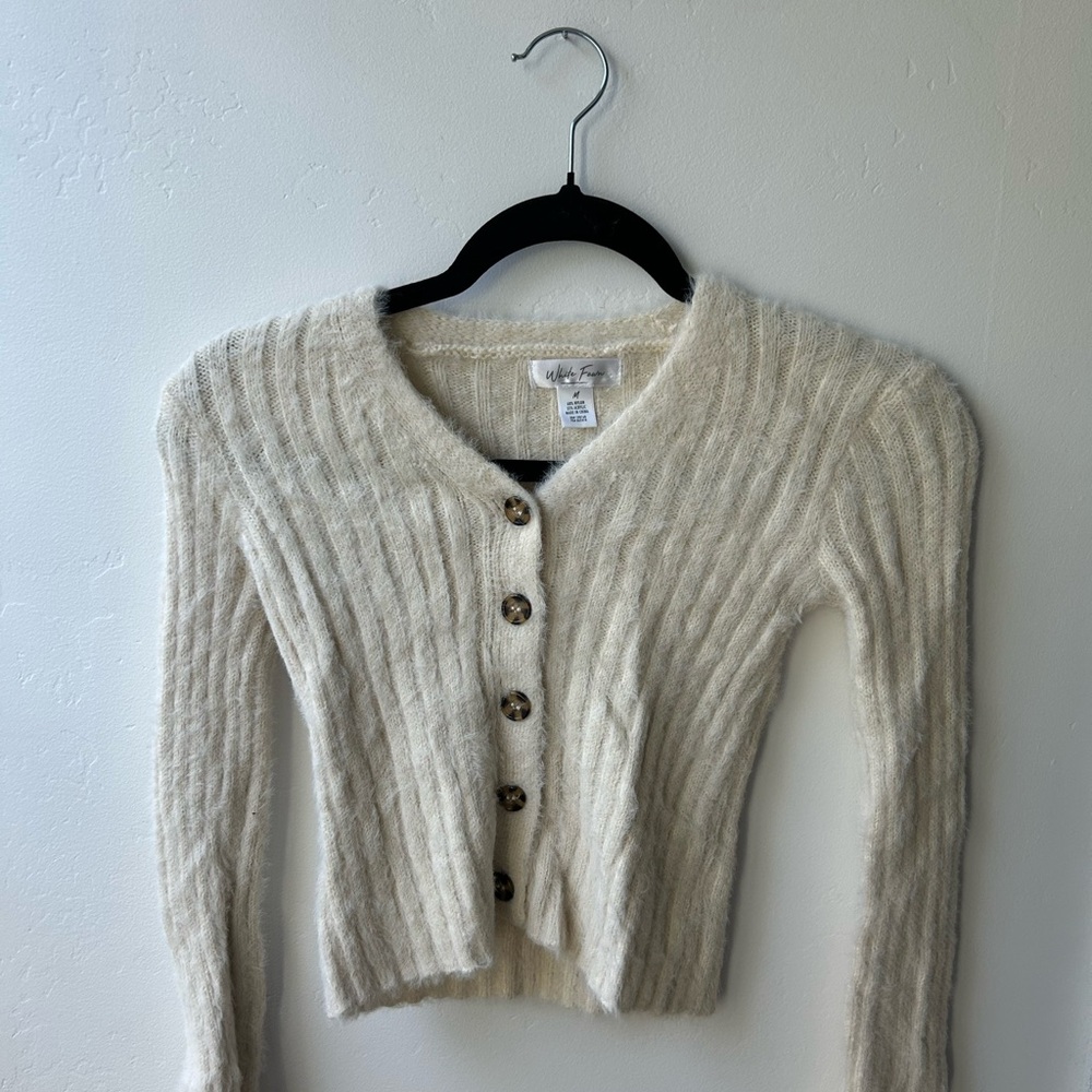 Cream Button-Up Women Sweater